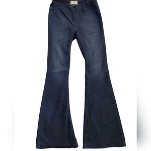 Free People Penny Dark Blue Flared Jeans High Waist Stretchy Fit Size 29 Waist